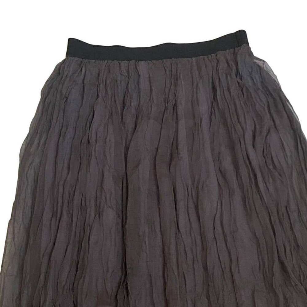 Yifan Crinkle Gauze Midi Skirt Grey Sz Small Lined Summer Party  B22 - Picture 5 of 9